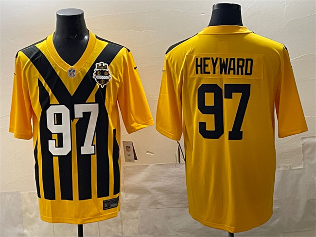 Men's Pittsburgh Steelers #97 Cameron Heyward Gold 1933 Throwback Alternate Stitched Football Jersey Men's Pittsburgh Steelers #97 Cameron Heyward Gold 1933 Throwback Alternate Stitched Football Jersey